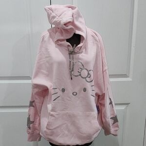 Pink Hello Kitty Hoodie with Silver Accents
